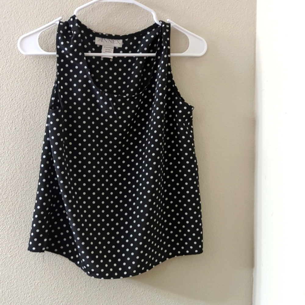 Black and white polka dot top